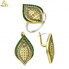 Gümüş Otantik Taşlı Set